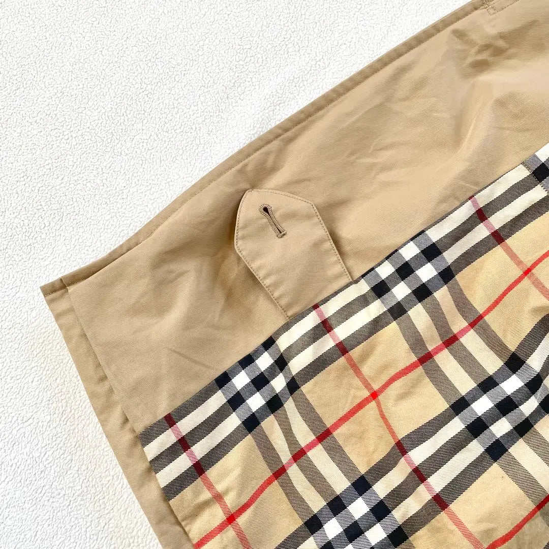 [Buen estado] Gabardina larga Burberry Nova check beige con ala y etiqueta blanca