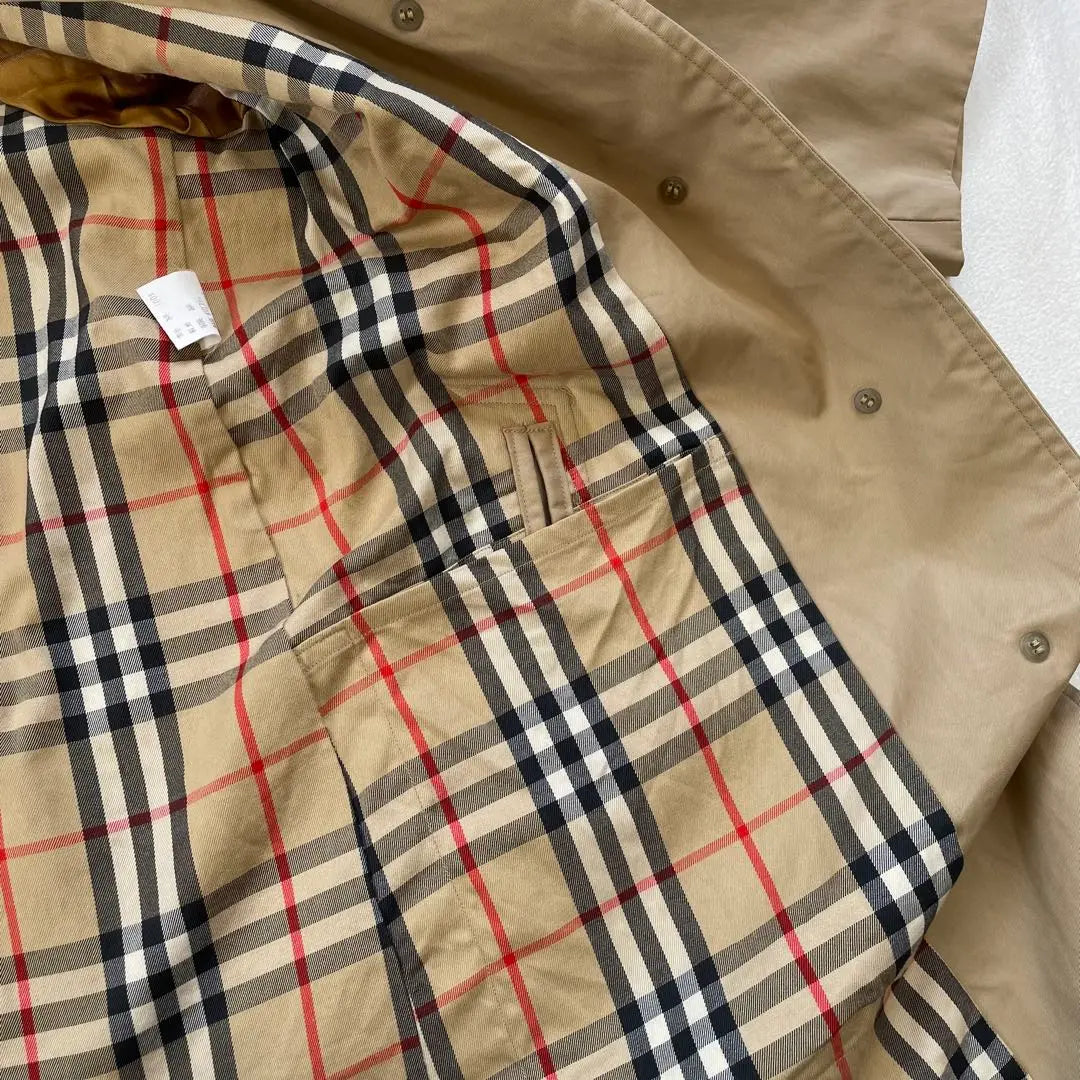 [Buen estado] Gabardina larga Burberry Nova check beige con ala y etiqueta blanca