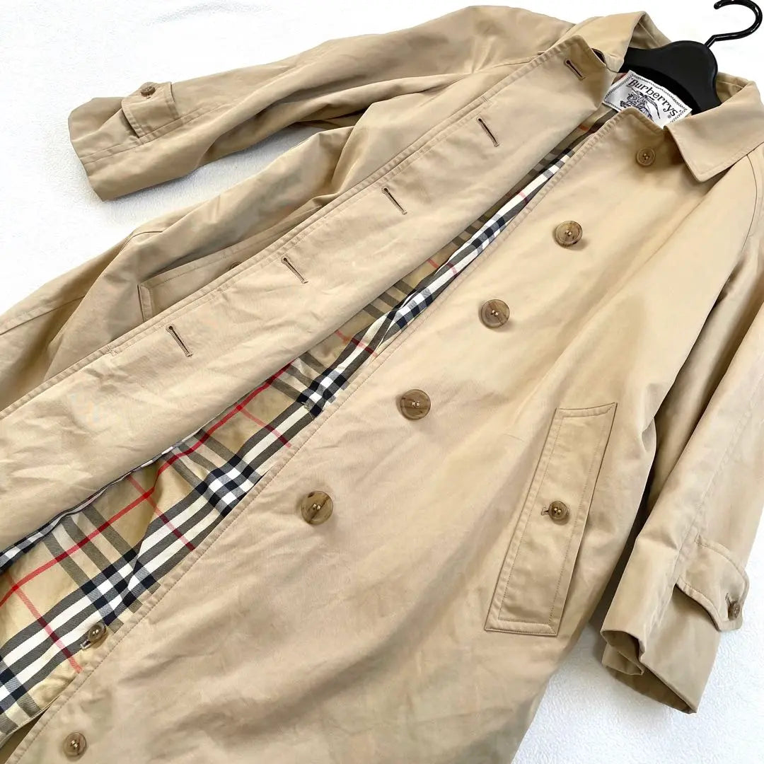 [Buen estado] Gabardina larga Burberry Nova check beige con ala y etiqueta blanca