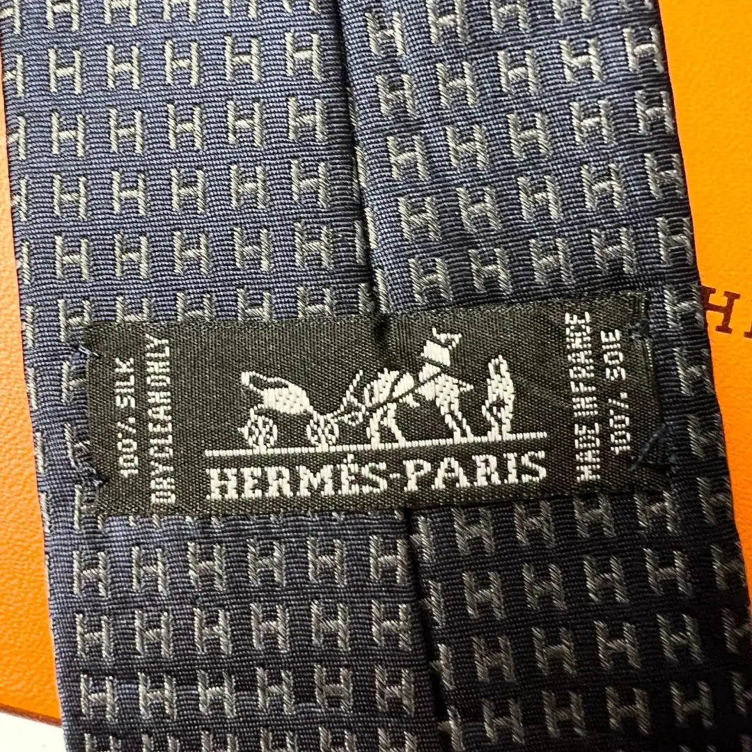 Hermes HERMES Tie Silk Made in France H-woven Tie Fasone H-pattern