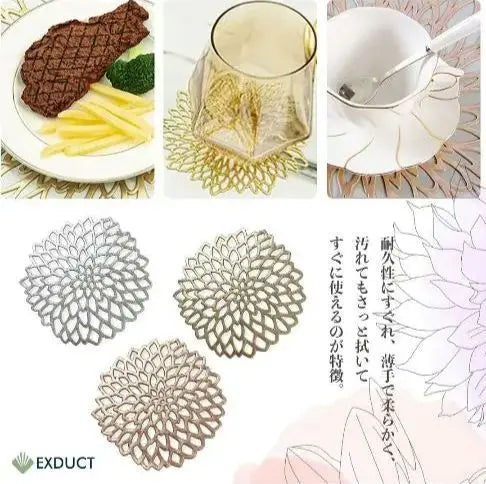 Floral pattern ♥️Plastic coaster Gold ✨ 6 pieces