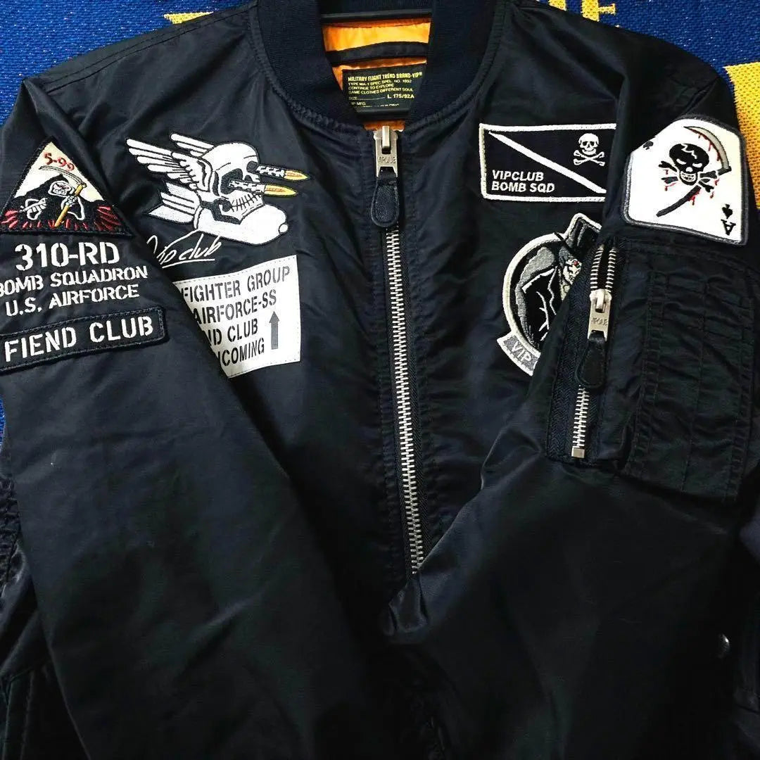 Chaqueta de vuelo Skeleton Warrior Cazadora de otoño Outer Street Geki Rare Z | 骸骨戦士 フライトジャケット 秋 ブルゾン アウター ストリート 激レアz