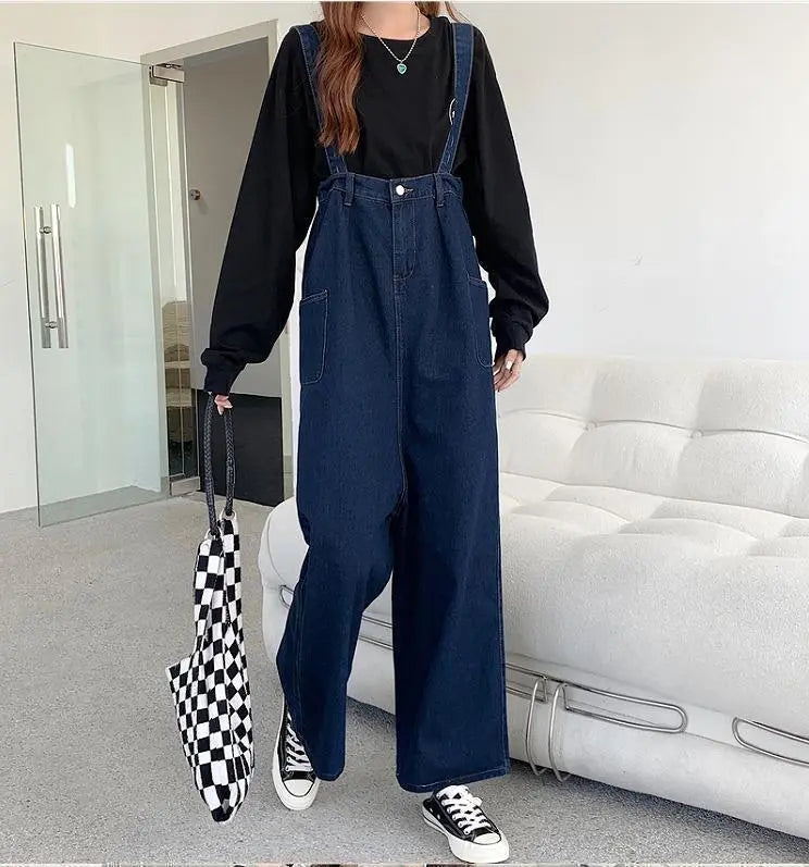 Large size women's denim overalls pants overalls