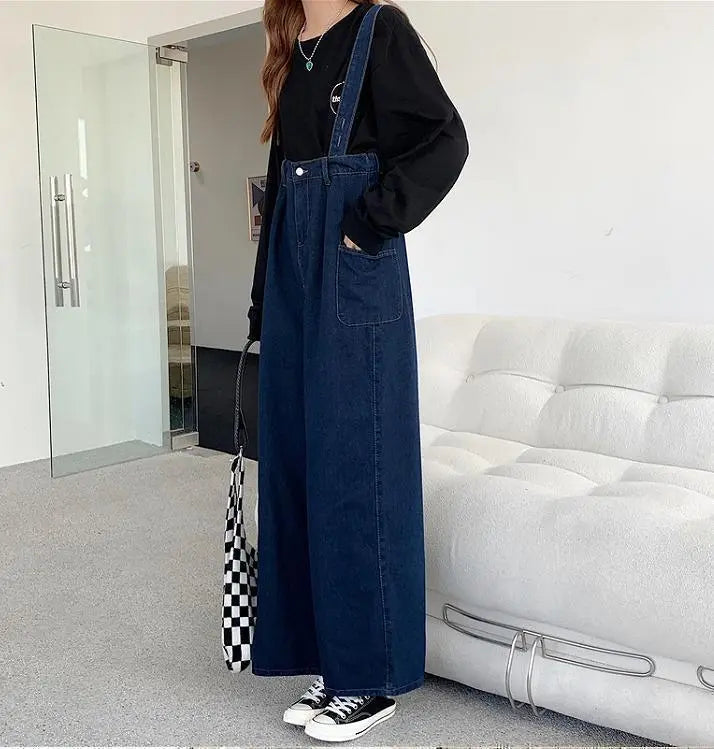 Large size women's denim overalls pants overalls