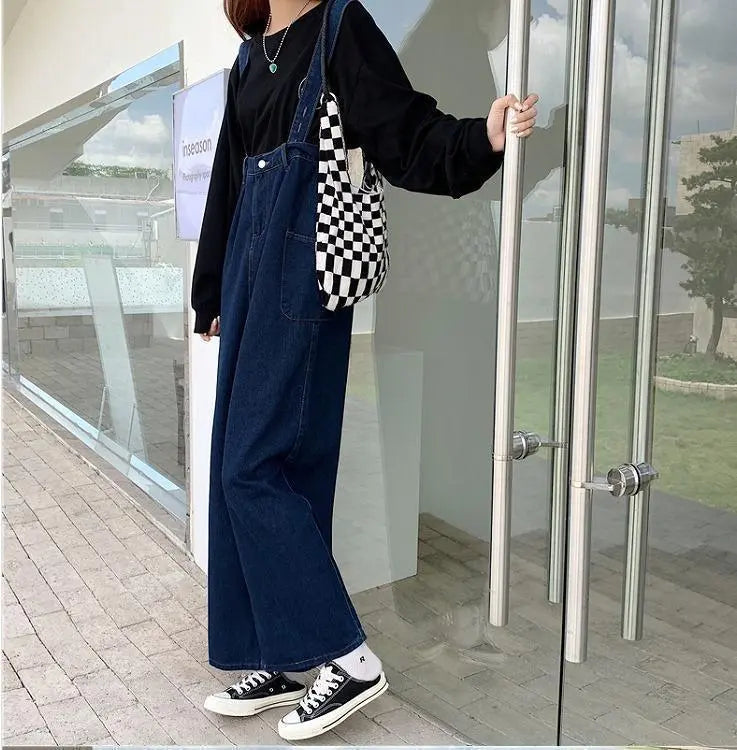 Large size women's denim overalls pants overalls