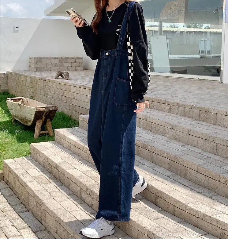 Large size women's denim overalls pants overalls