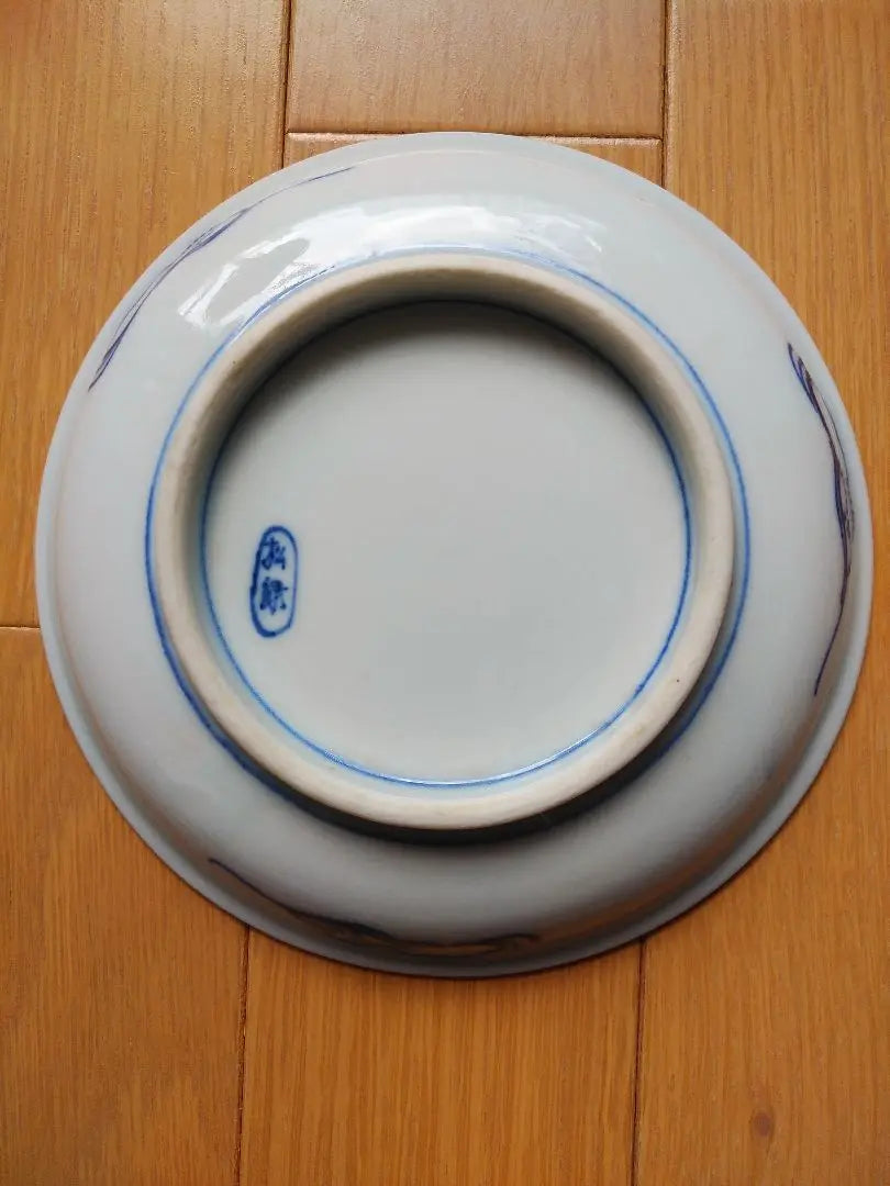 Old Imari Blue-and-white Boat-on-the-boat character plate, antique tableware