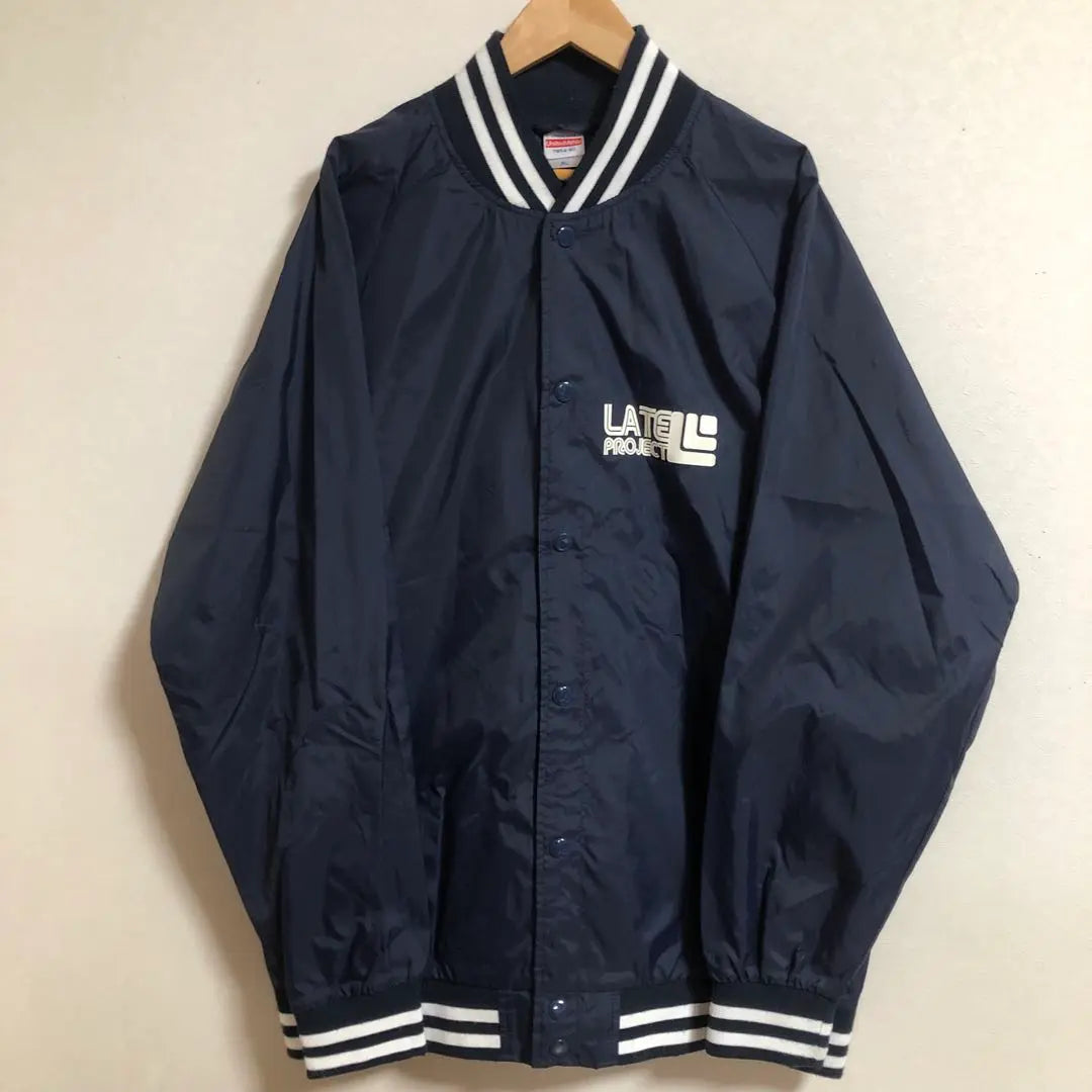 LATE PROJECT Coach Jacket XL Navy Nylon Jacket