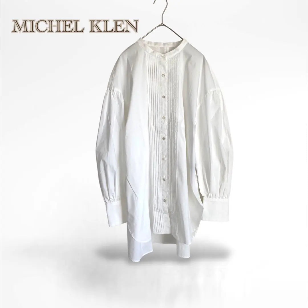 [MICHEL KLEN] Pintack dress shirt long blouse tunic | 【MICHEL KLEN】ピンタック　ドレスシャツ　ロングブラウス　チュニック