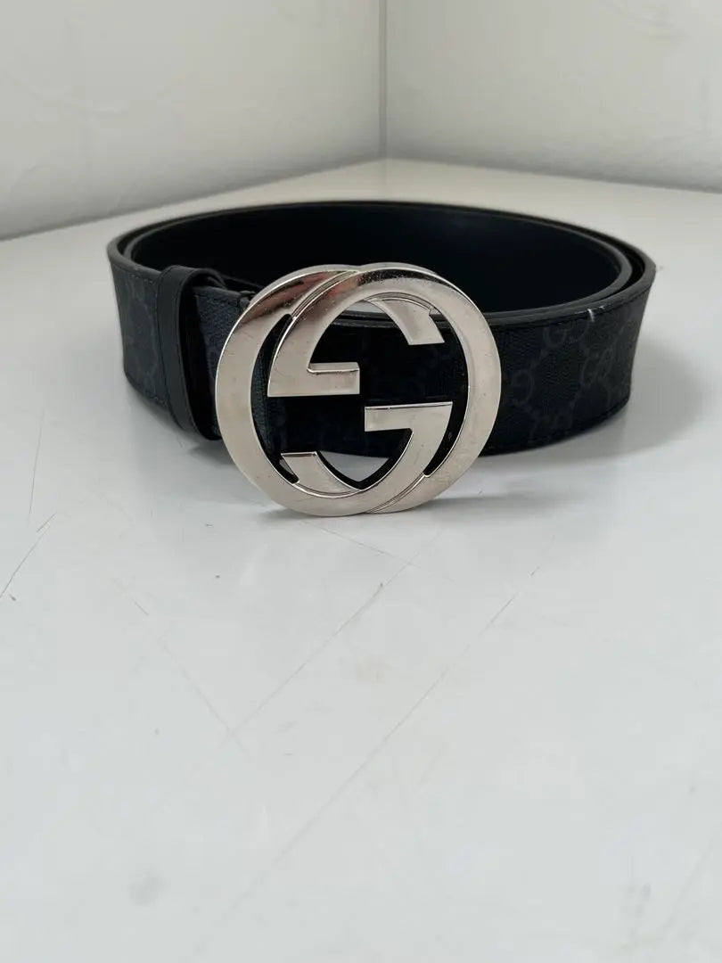 GUCCI Black GG Pattern Belt