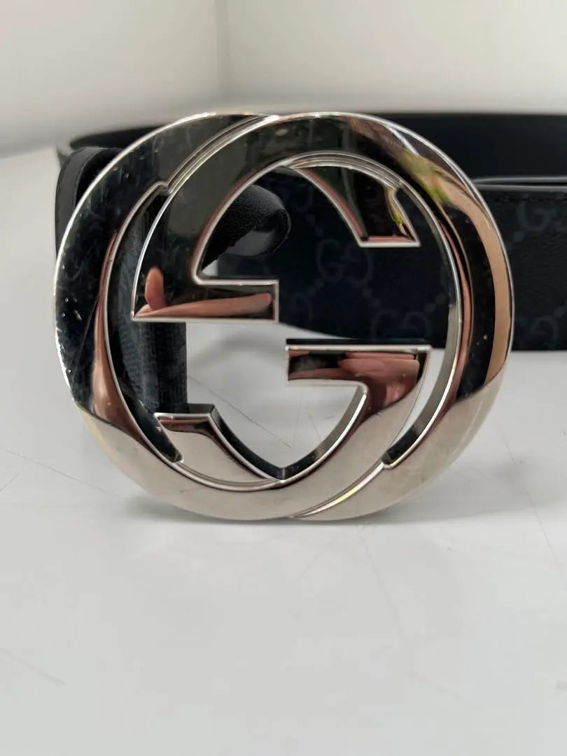 GUCCI Black GG Pattern Belt