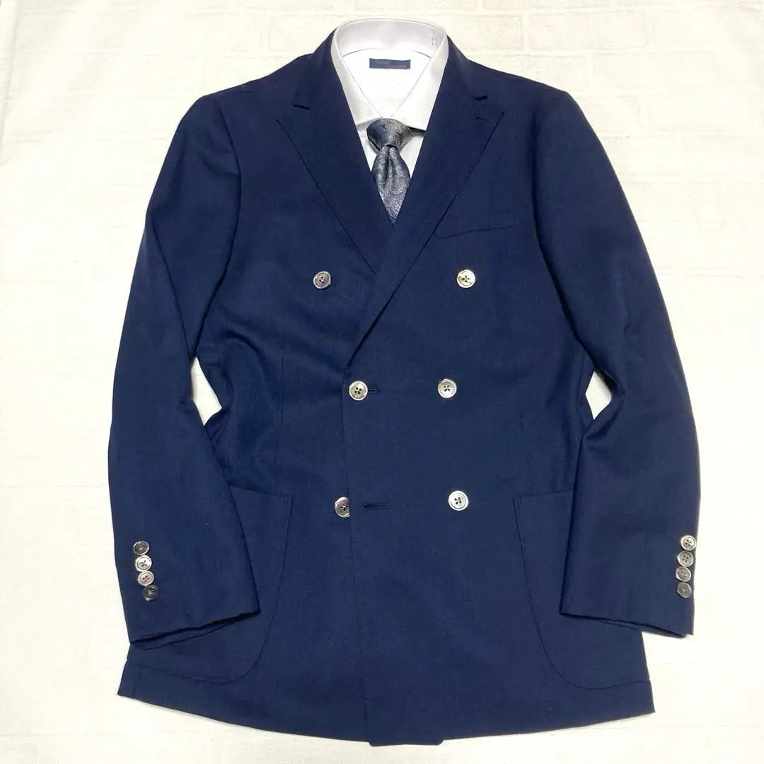 Beautiful Durban mohair blend navy jacket double breasted shell buttons