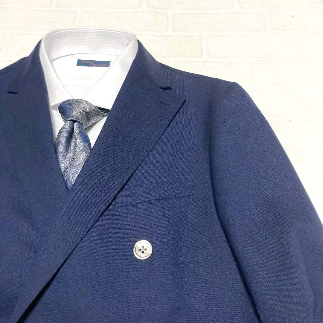 Beautiful Durban mohair blend navy jacket double breasted shell buttons