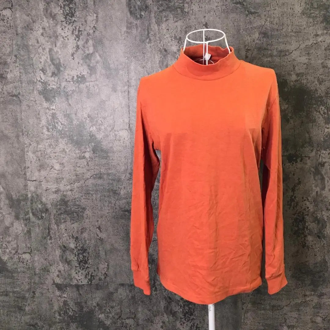 ✨UNIQLO✨ UNIQLO ♡ Cut -sew ♡ Long Sleeve T -shirt ♡ Mock neck ♡ Orange (M)