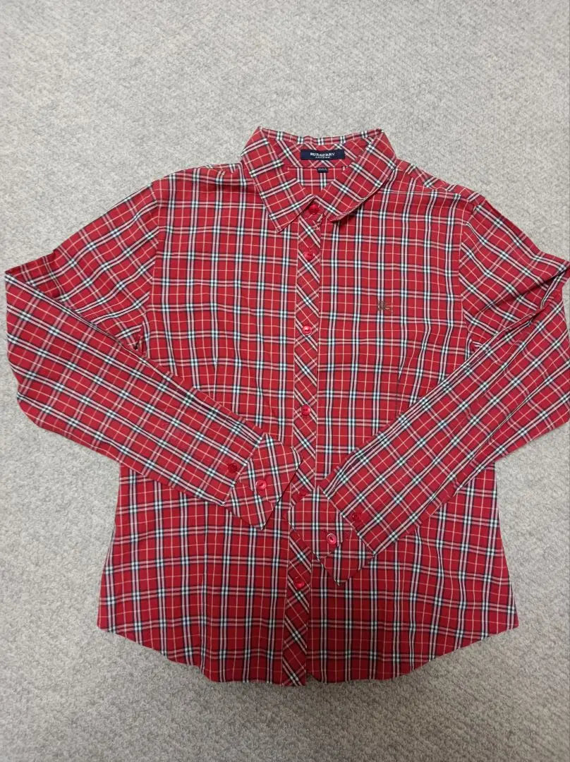 Burberry check long -sleeved shirt 160A size