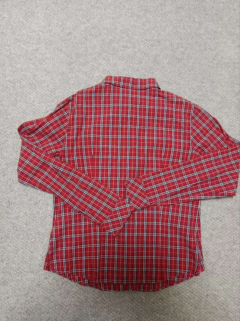 Burberry check long -sleeved shirt 160A size