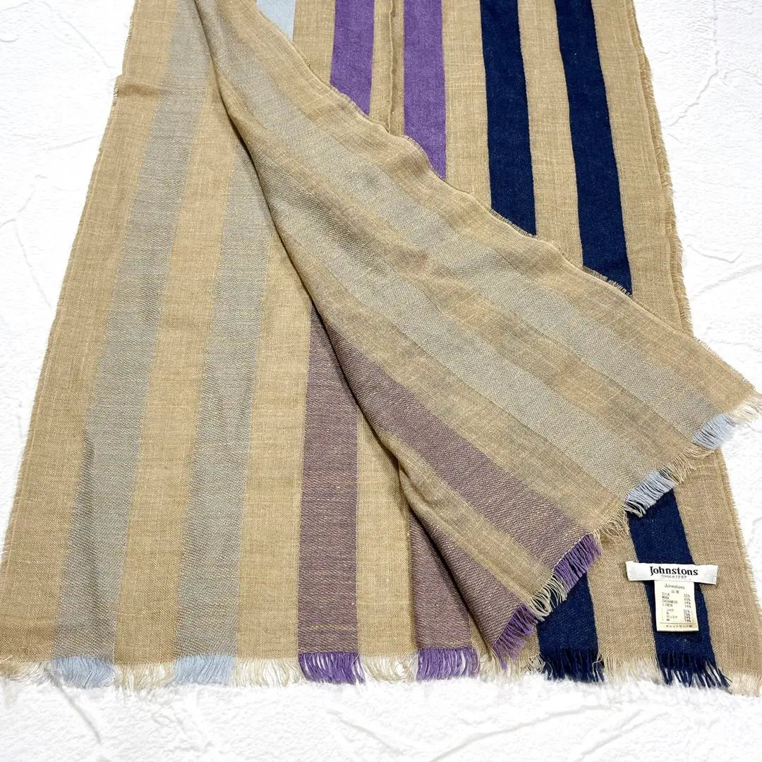 Johnstons Stole Silk Wool Cashmere Linen Multicolor