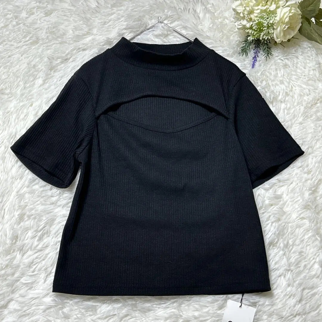 [With tag] Grail short sleeve cut and sew open front black knit