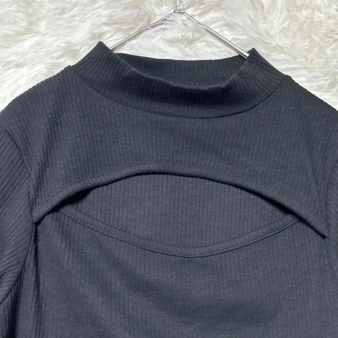 [With tag] Grail short sleeve cut and sew open front black knit