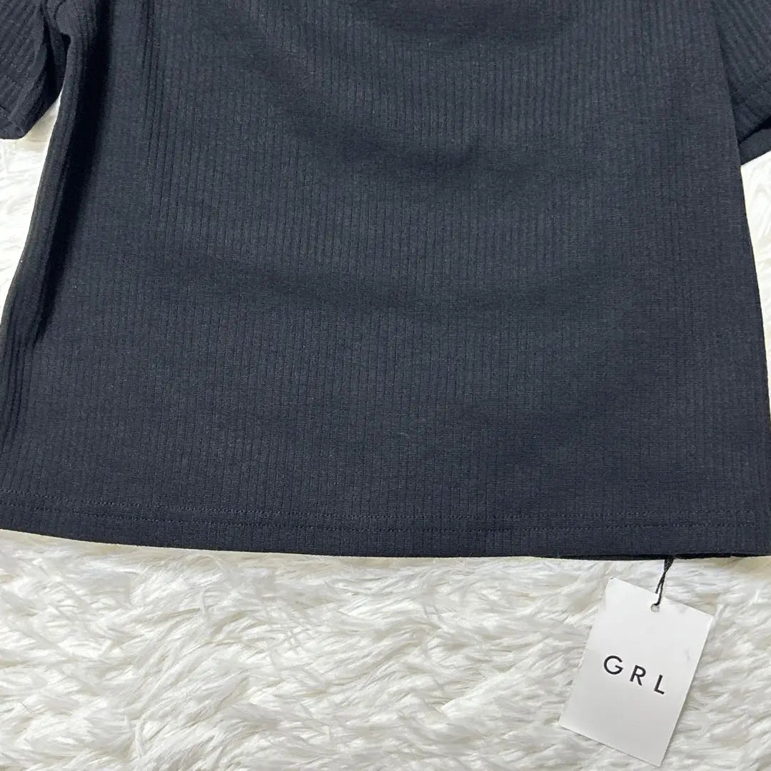 [With tag] Grail short sleeve cut and sew open front black knit