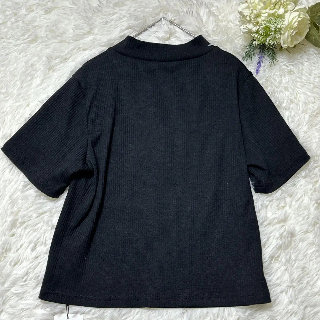 [With tag] Grail short sleeve cut and sew open front black knit