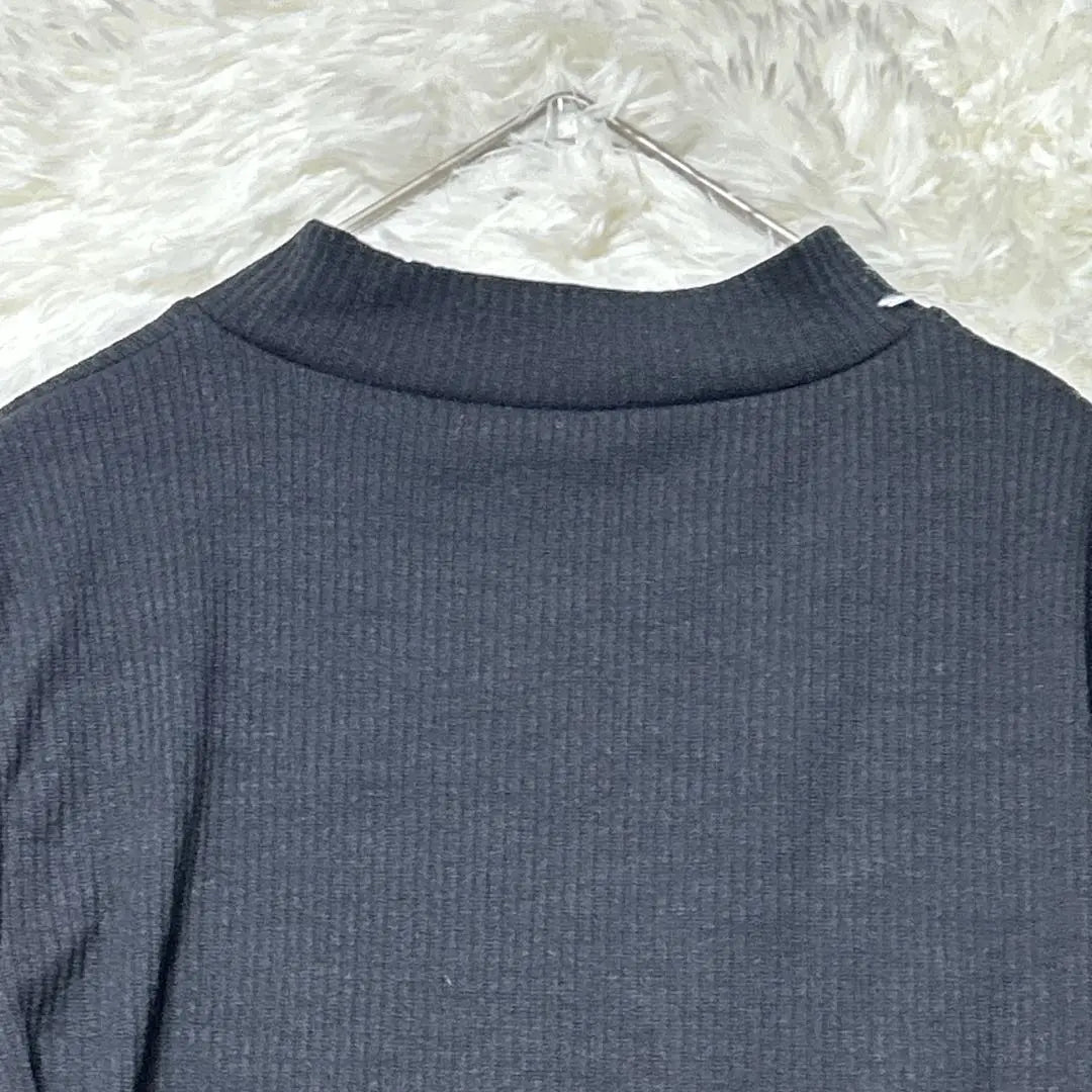 [With tag] Grail short sleeve cut and sew open front black knit