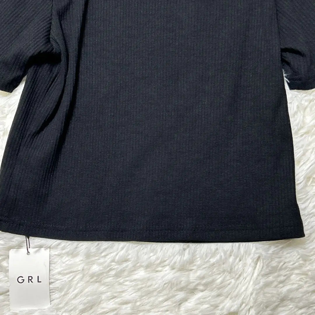 [With tag] Grail short sleeve cut and sew open front black knit