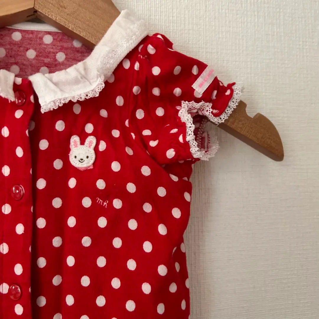 Miki House Polka Dots Red Red Rabbit Rabbit Romper 60