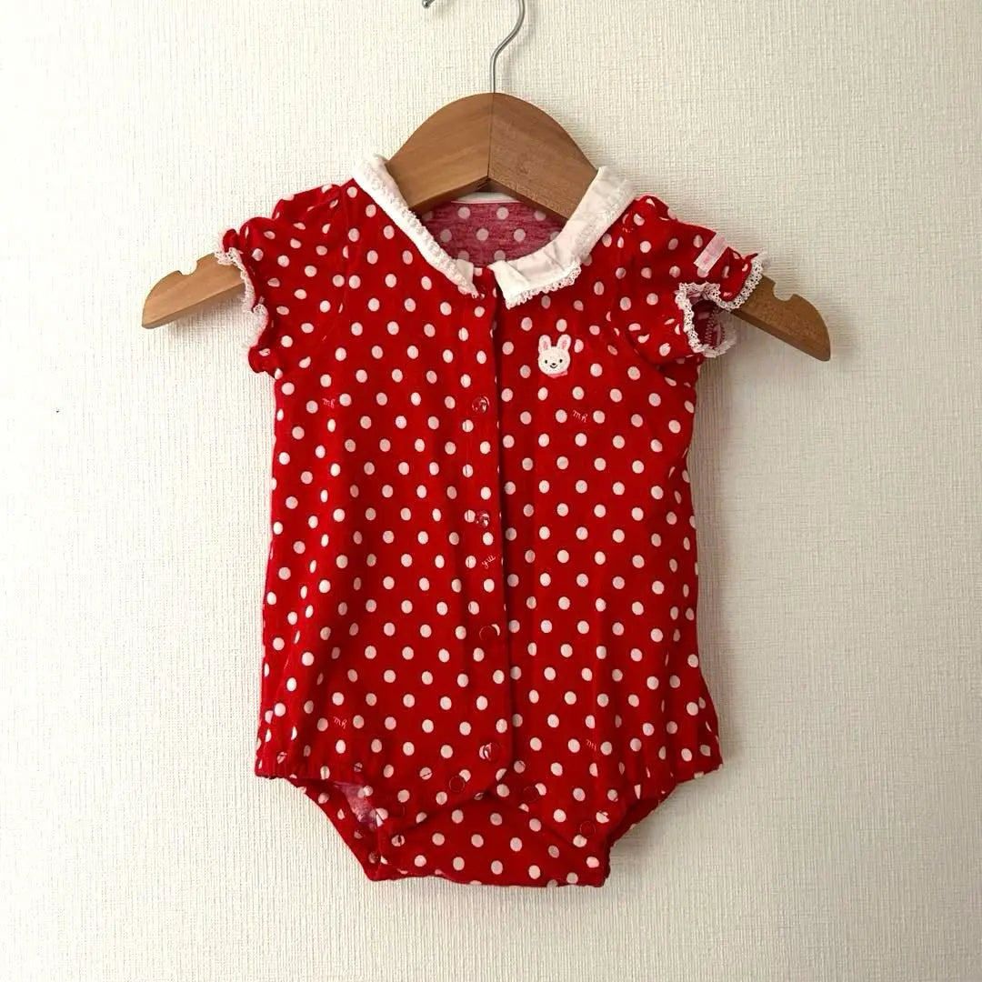 Miki House Polka Dots Red Red Rabbit Rabbit Romper 60