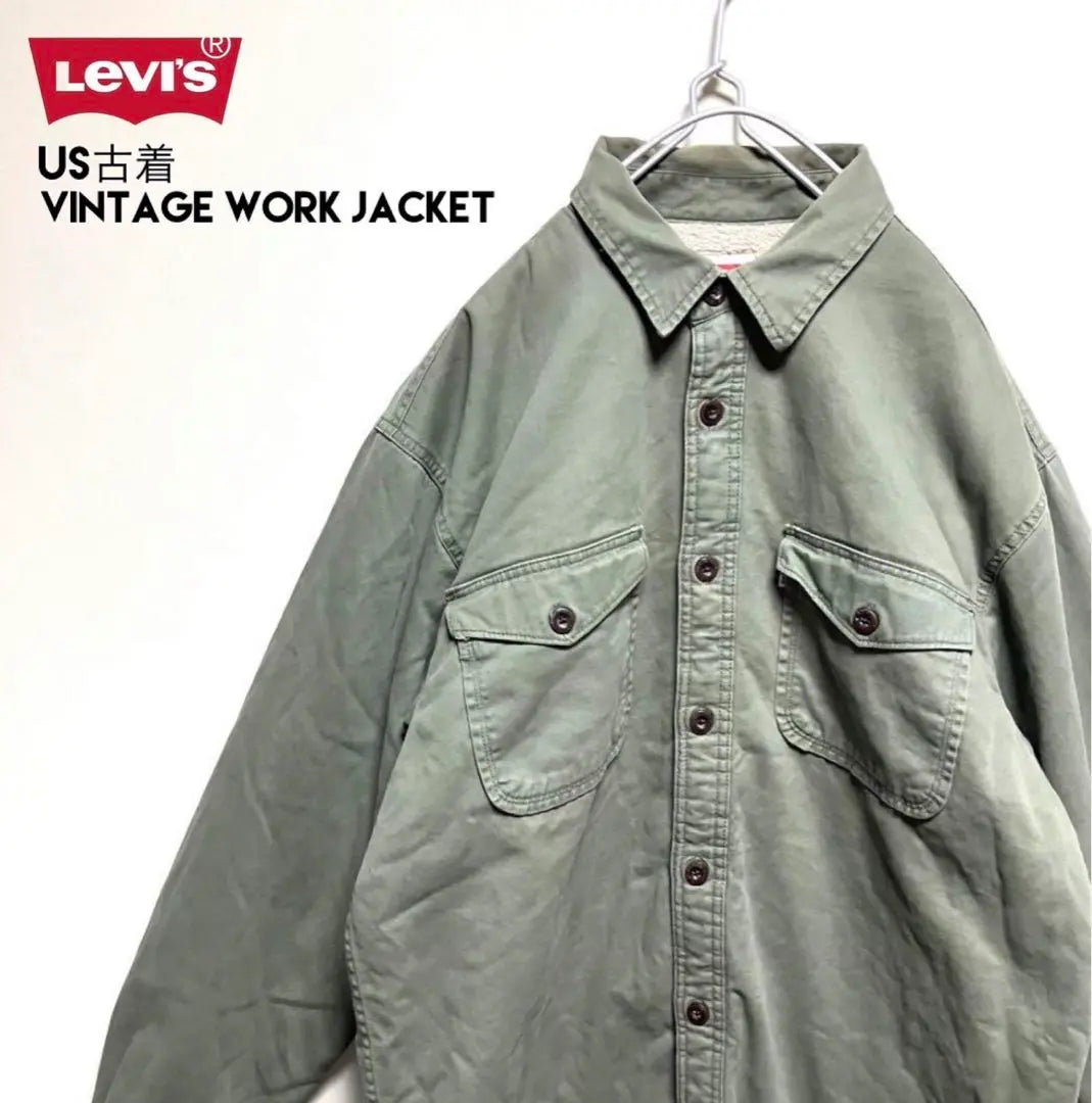 USA ropa usada Levis Levi's Workshirt Jacket Back Bore Men L Khaki | EE.UU.