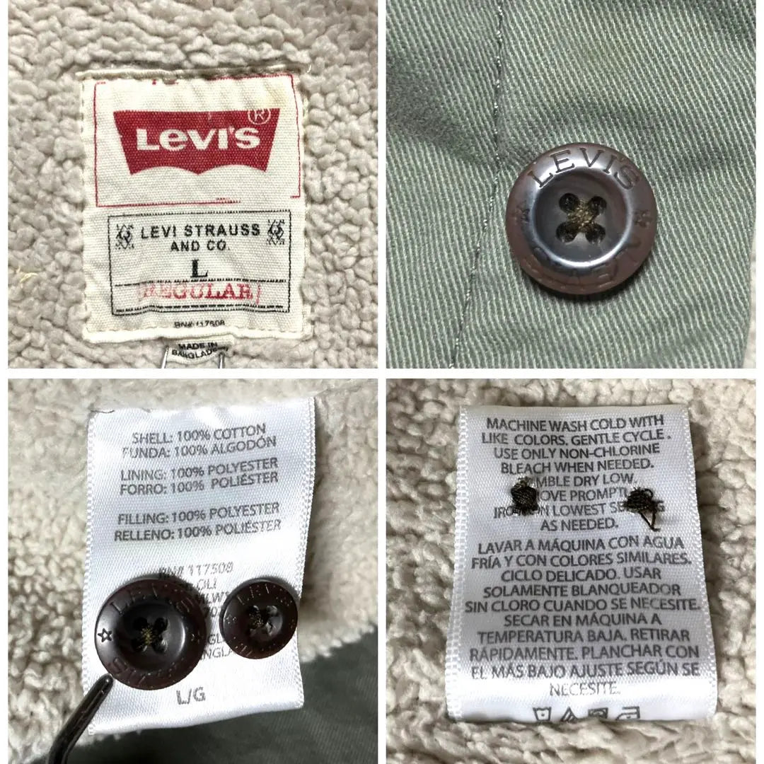 USA ropa usada Levis Levi's Workshirt Jacket Back Bore Men L Khaki | EE.UU.