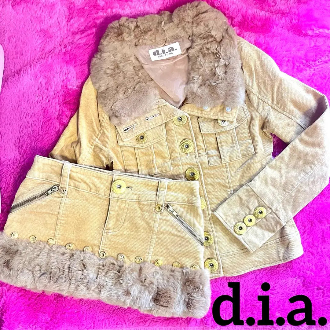 d.i.a. Real fur corduroy jacket [Heisei gal] Rare