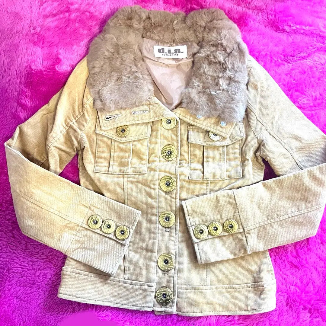 d.i.a. Real fur corduroy jacket [Heisei gal] Rare