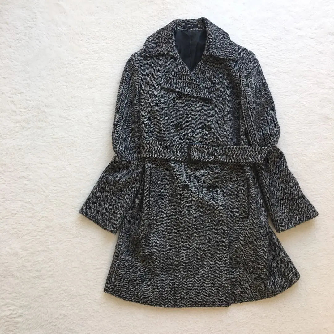 [ComSizem] Trench coat wool herringbone gray elegant luxury [F]