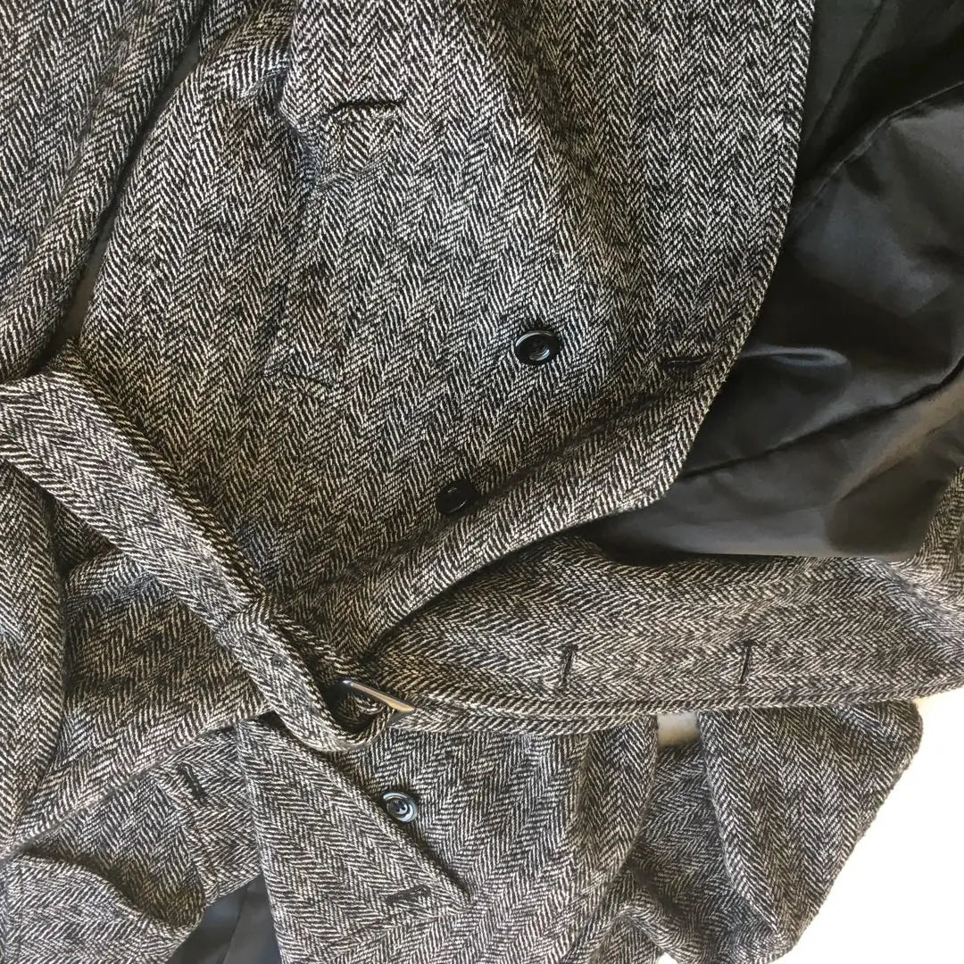 [ComSizem] Trench coat wool herringbone gray elegant luxury [F]