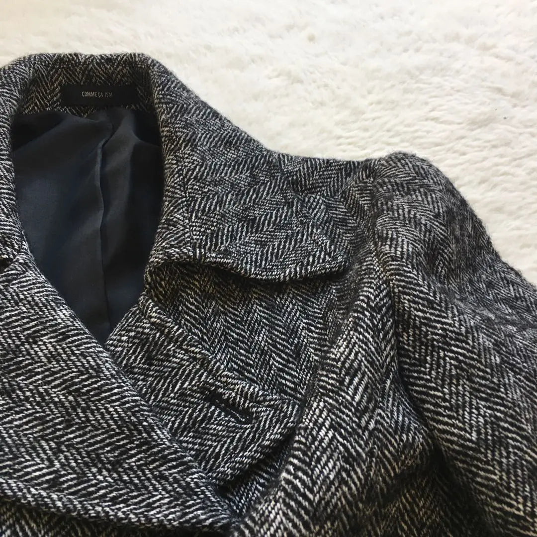 [ComSizem] Trench coat wool herringbone gray elegant luxury [F]