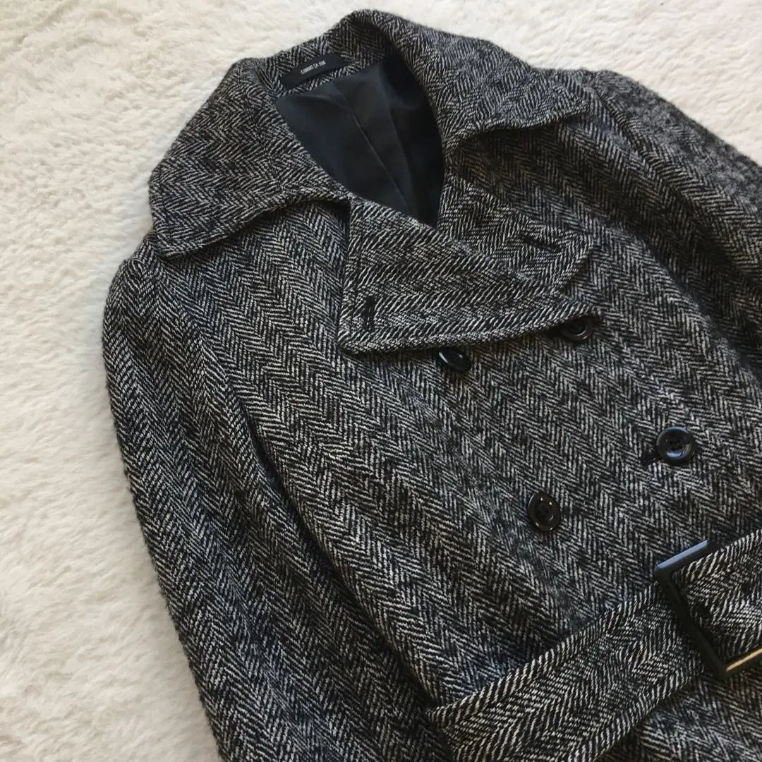 [ComSizem] Trench coat wool herringbone gray elegant luxury [F]