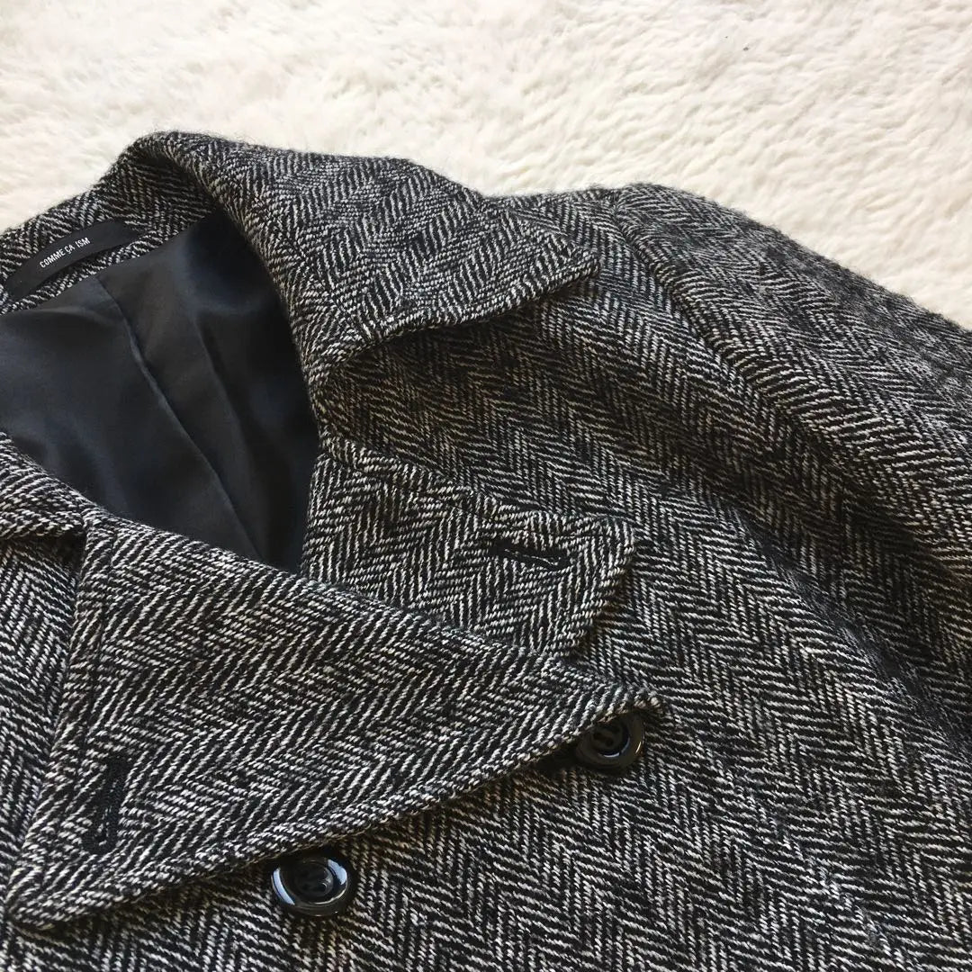 [ComSizem] Trench coat wool herringbone gray elegant luxury [F]