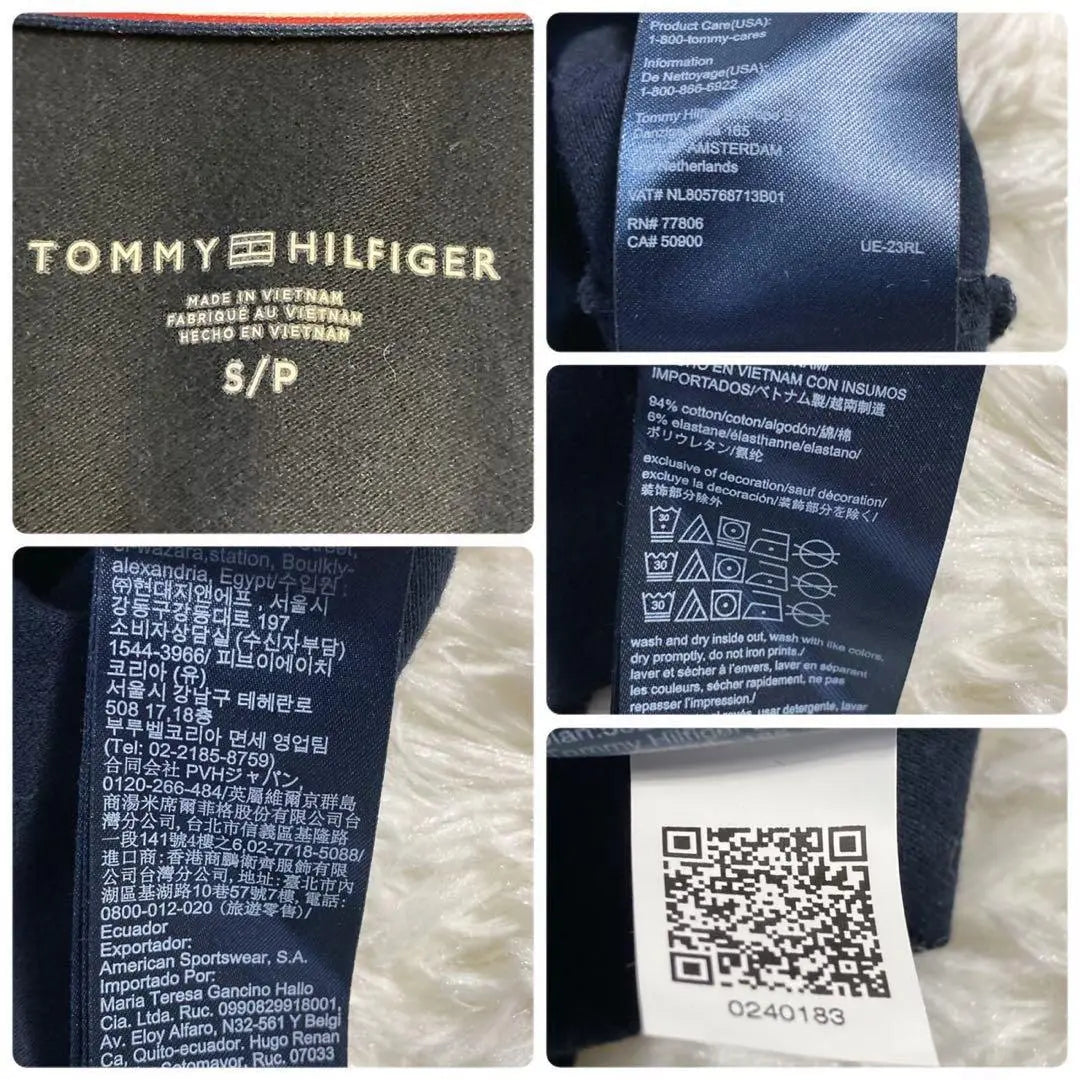 Polo de manga corta en color azul marino "Tommy Hilfiger" (S), logotipo bordado en forma de pis