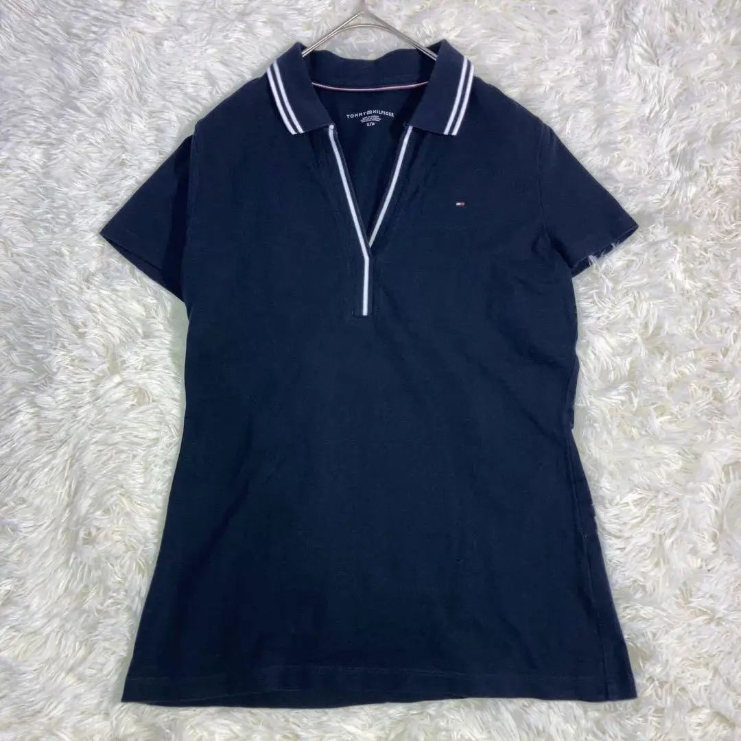 Polo de manga corta en color azul marino "Tommy Hilfiger" (S), logotipo bordado en forma de pis