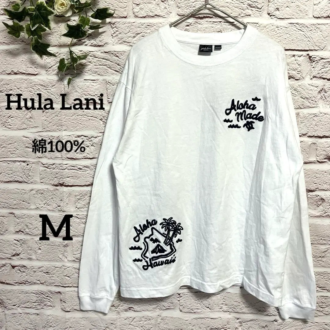 Camiseta de manga larga hombre Fralani Hula Lani M bordado Ron T 100% | フララニ Hula Lani メンズ 長袖Tシャツ M 刺繍 ロンT 綿100%