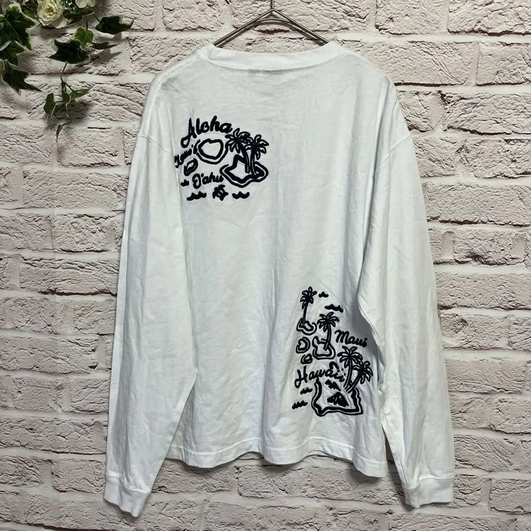 Fralani Hula Lani Men's Long Sleeve T -shirt M embroidery Ron T 100% | フララニ　Hula Lani メンズ　長袖Tシャツ　M 刺繍　ロンT 綿100%