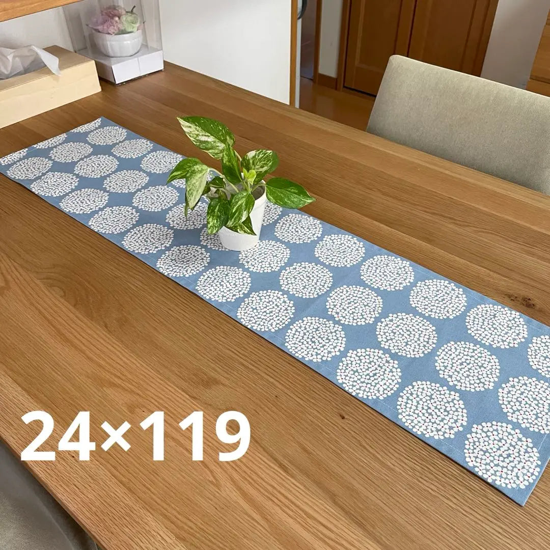 Blue gray✩︎⡱Circle flower table runner Scandinavian cute