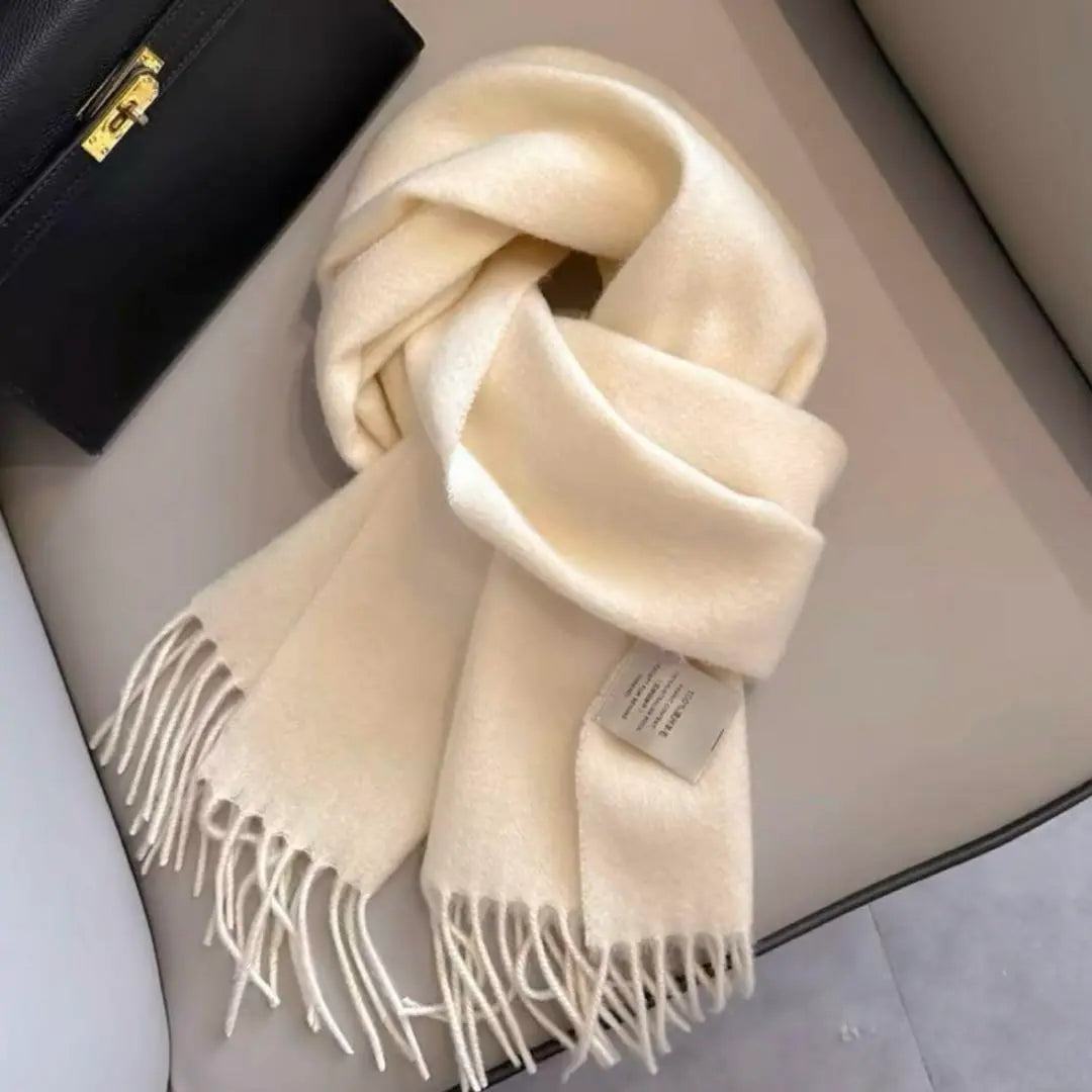 Women's scarf wool cashmere milky white