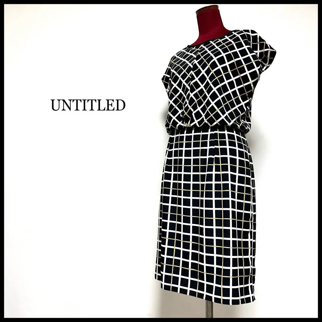 Untitled Dress Washable Thick Material Check French Sleeve Black M