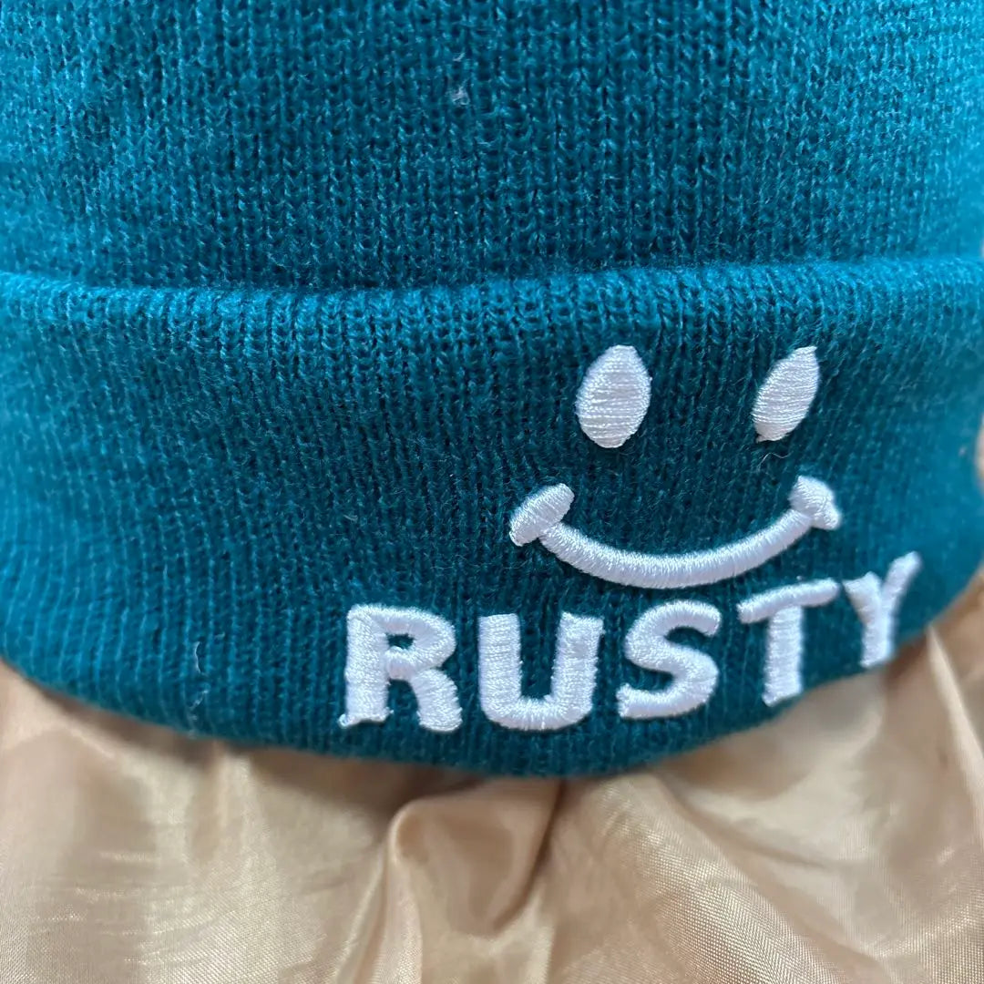 RUSTY Smiley Face Beanie Teal