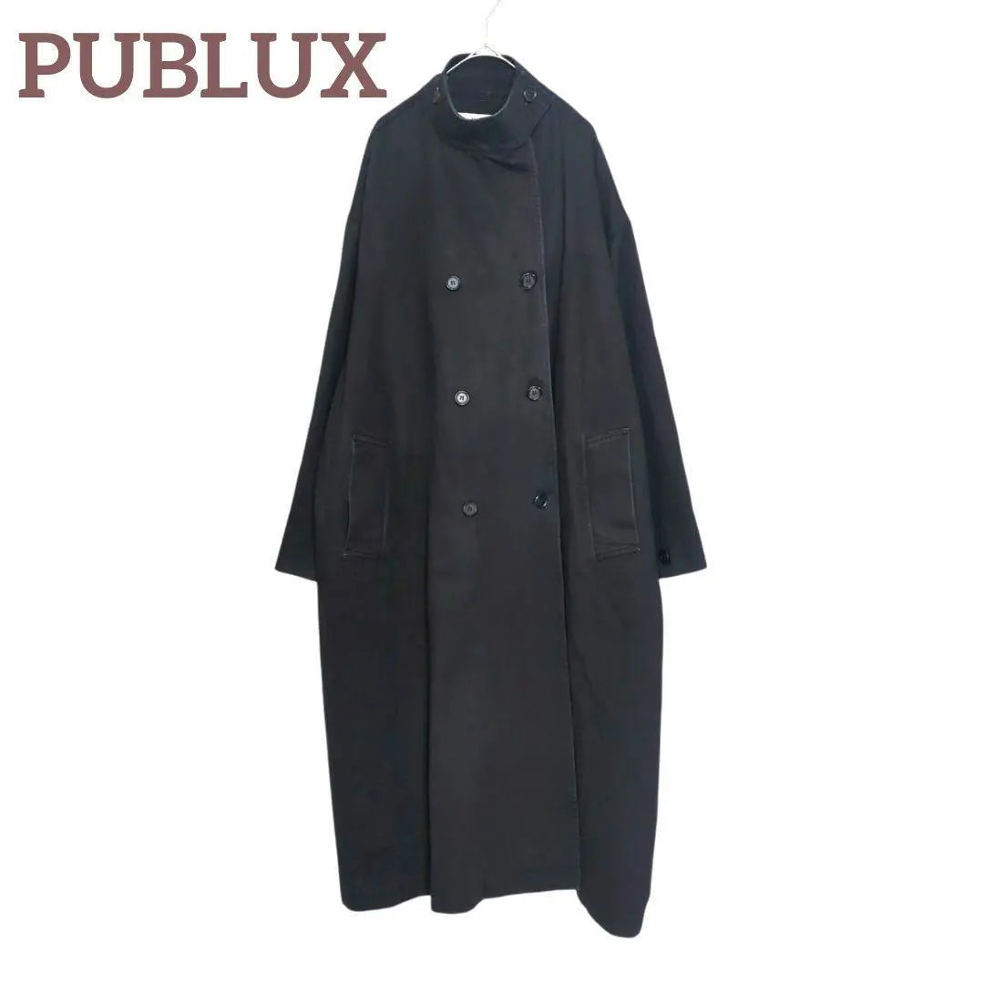 Popular Publicux oversized stand collar coat black unisex cotton