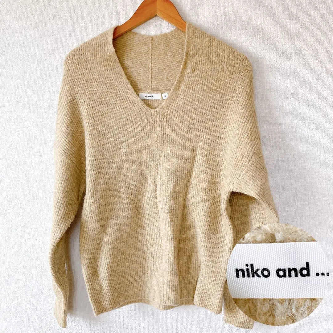 Niko y .../Cuello en pico/punto/suéter/Sin talla/beige/ | niko y... /Vネック/ニット/セーター/サイズ記載なし/ベージュ/