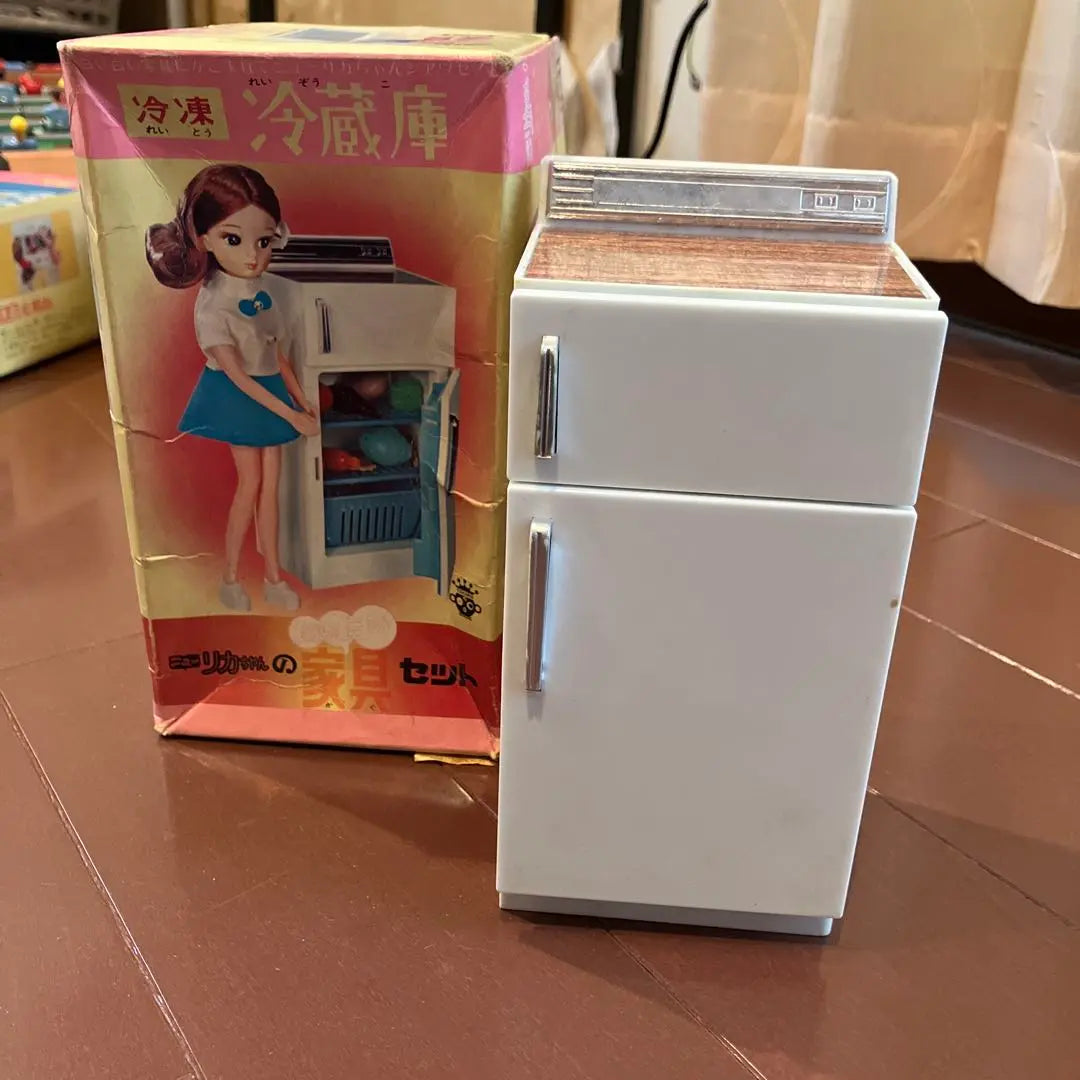 Conjunto de muebles retro Showa Licca-chan en color blanco para mesa de fiesta, cocina, hogar y refrigerador