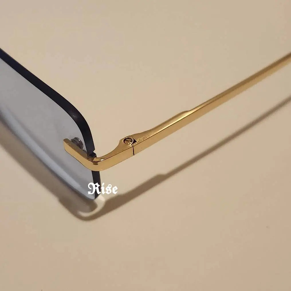 Rimless sunglasses ★New and unused item★Square blue, stylish